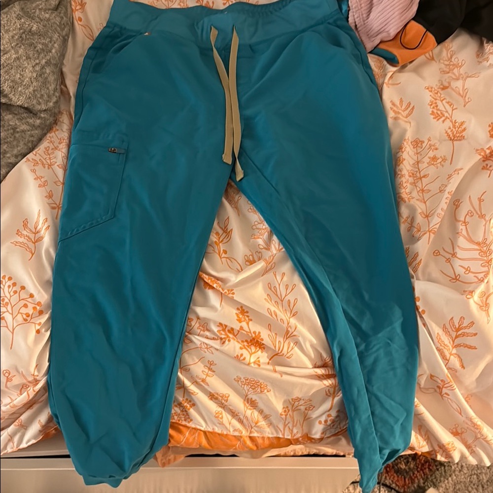 Figs teal Jogger Pants with Drawstring